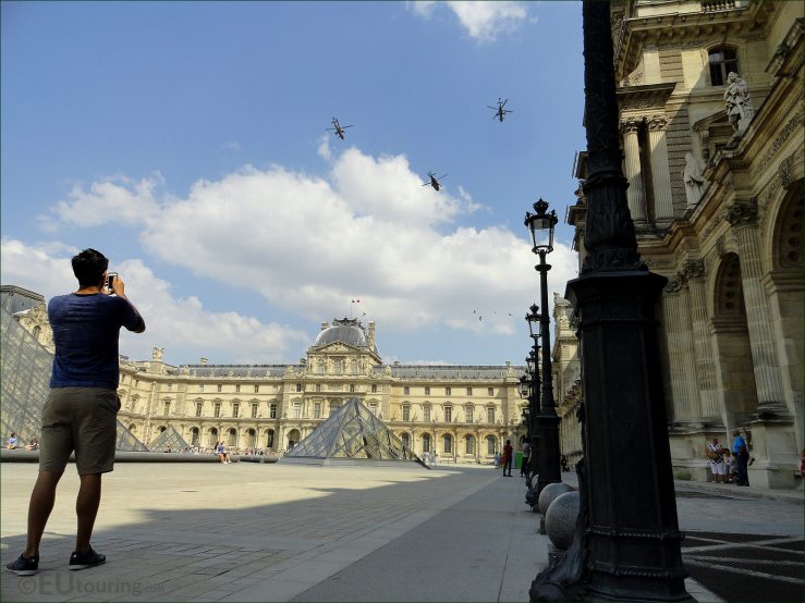 Helicopters over the Louvre